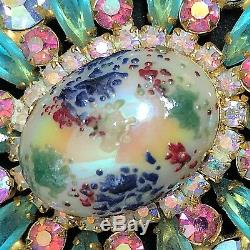 Vintage Juliana Stippled Easter Egg AB Rhinestone Brooch Pendant