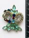 Vintage Juliana Style D&E Aqua Blue Rhinestone Brooch Open Back Navette Pin