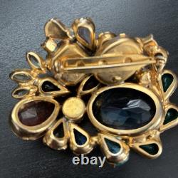 Vintage Juliana Style D&E Rhinestone Statement Brooch Huge Multi-Color Mid Centu