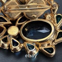 Vintage Juliana Style D&E Rhinestone Statement Brooch Huge Multi-Color Mid Centu