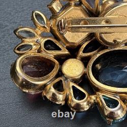 Vintage Juliana Style D&E Rhinestone Statement Brooch Huge Multi-Color Mid Centu