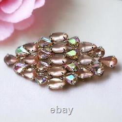 Vintage Juliana Style Pink Frosted AB Rhinestone Brooch Stacked Stunning