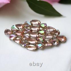 Vintage Juliana Style Pink Frosted AB Rhinestone Brooch Stacked Stunning