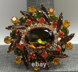 Vintage Juliana Watermelon AB Heliotrope Rhinestone Brooch Large Statement