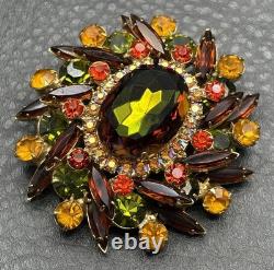 Vintage Juliana Watermelon AB Heliotrope Rhinestone Brooch Large Statement