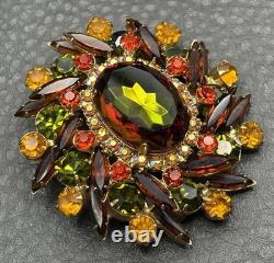 Vintage Juliana Watermelon AB Heliotrope Rhinestone Brooch Large Statement
