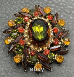 Vintage Juliana Watermelon AB Heliotrope Rhinestone Brooch Large Statement