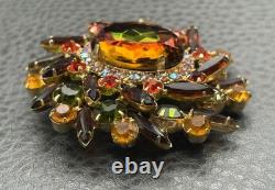 Vintage Juliana Watermelon AB Heliotrope Rhinestone Brooch Large Statement