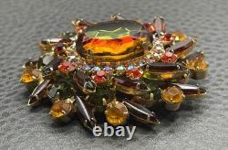 Vintage Juliana Watermelon AB Heliotrope Rhinestone Brooch Large Statement