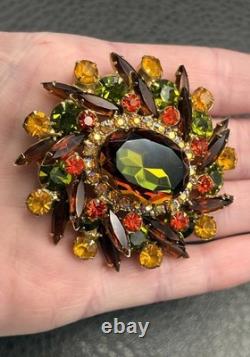 Vintage Juliana Watermelon AB Heliotrope Rhinestone Brooch Large Statement