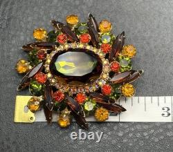 Vintage Juliana Watermelon AB Heliotrope Rhinestone Brooch Large Statement
