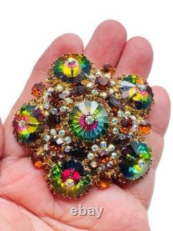 Vintage Juliana Watermelon Rhinestone Brooch Pin Stunning Verified