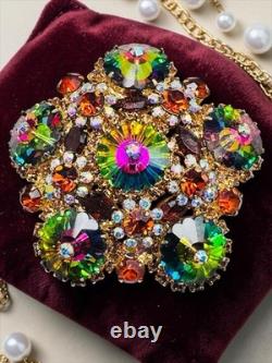 Vintage Juliana Watermelon Rhinestone Brooch Pin Stunning Verified