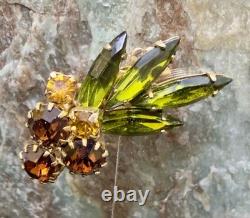 Vintage Juliana demi-parures Floral Design Rhinestone Brooch & Earrings