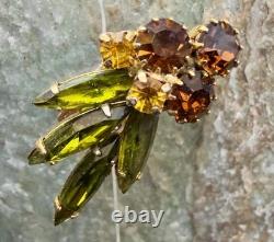 Vintage Juliana demi-parures Floral Design Rhinestone Brooch & Earrings