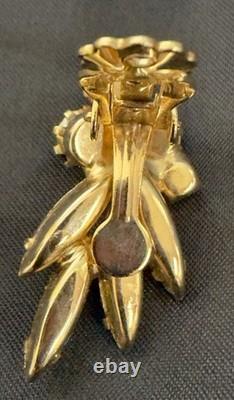 Vintage Juliana demi-parures Floral Design Rhinestone Brooch & Earrings Vintage Juliana demi-parures Floral Design Rhinestone Brooch & Earrings