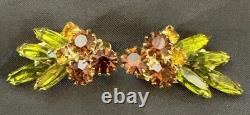 Vintage Juliana demi-parures Floral Design Rhinestone Brooch & Earrings