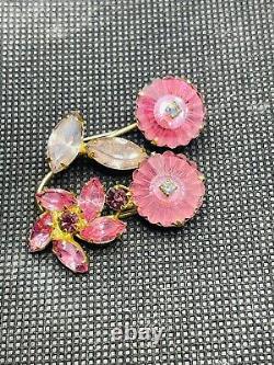 Vintage Juliana pink AB rhinestone margarita rivoli flower brooch