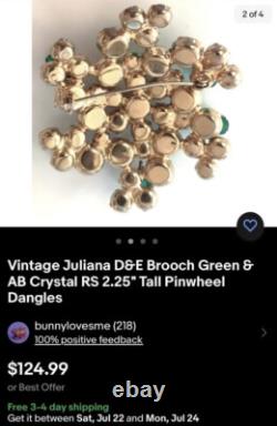 Vintage Julianna Antiqued D & E Emerald Star Brooch & Kramer NY Brooch (2 Set)