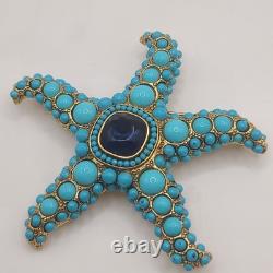 Vintage KJL Starfish Brooch Blue Signed