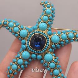 Vintage KJL Starfish Brooch Blue Signed