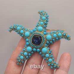 Vintage KJL Starfish Brooch Blue Signed