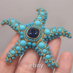 Vintage KJL Starfish Brooch Blue Signed