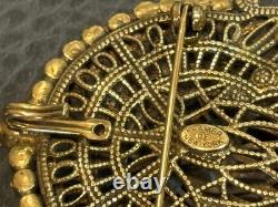 Vintage KRAMER Of New York Filigree Victorian Revival Rhinestone Dangle Brooch
