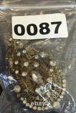 Vintage KRAMER Of New York Filigree Victorian Revival Rhinestone Dangle Brooch
