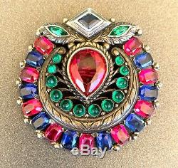 Vintage KTF Trifari Art Deco Era Jewels of India Rhinestone Fur Clip Pin Brooch