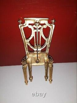Vintage Karl Lagerfeld Gold Tone & Red Rhinestone Chair Brooch Signed Kl Rare
