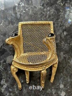 Vintage Karl Lagerfeld Louis XVl Chair Large Pin Brooch Clear Rhinestones READ