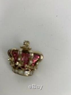 Vintage Katz CORO CRAFT Golden Jubilee Pink Rhinestone Crown Figural Brooch Pin