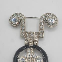 Vintage Kenneth Jay Lane Brooch Art Deco Revival Large Signed Rhinestone