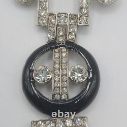 Vintage Kenneth Jay Lane Brooch Art Deco Revival Large Signed Rhinestone