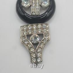 Vintage Kenneth Jay Lane Brooch Art Deco Revival Large Signed Rhinestone