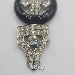 Vintage Kenneth Jay Lane Brooch Art Deco Revival Large Signed Rhinestone