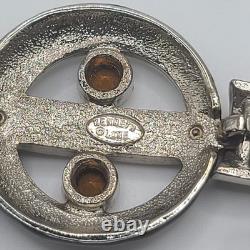 Vintage Kenneth Jay Lane Brooch Art Deco Revival Large Signed Rhinestone