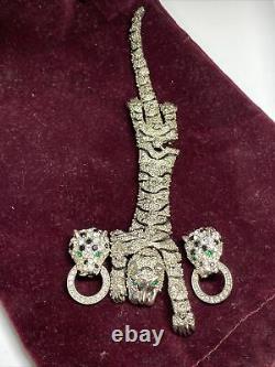Vintage Kenneth Jay Lane KJL AVON Panther Rhinestones Brooch Pin & Earring Set