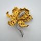 Vintage Kenneth Jay Lane Yellow Enamel Orchid Flower Brooch