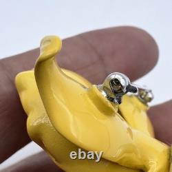 Vintage Kenneth Jay Lane Yellow Enamel Orchid Flower Brooch