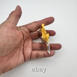Vintage Kenneth Jay Lane Yellow Enamel Orchid Flower Brooch