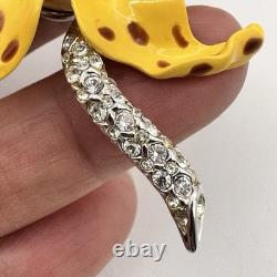 Vintage Kenneth Jay Lane Yellow Enamel Orchid Flower Brooch