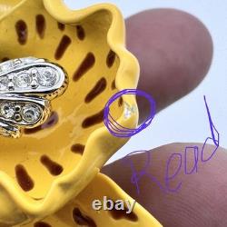 Vintage Kenneth Jay Lane Yellow Enamel Orchid Flower Brooch