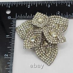 Vintage Kramer Brooch Rhinestone Silver Tone Layered Large