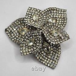 Vintage Kramer Brooch Rhinestone Silver Tone Layered Large