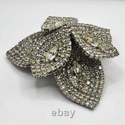 Vintage Kramer Brooch Rhinestone Silver Tone Layered Large