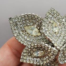 Vintage Kramer Brooch Rhinestone Silver Tone Layered Large