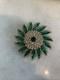 Vintage Kramer Emerald Green Glass Clear Crystal Rhinestone Swirl Brooch Signed