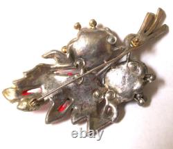 Vintage LARGE Floral RHINESTONE BROOCH-Coro Adolf Katz-c1930s-1940s